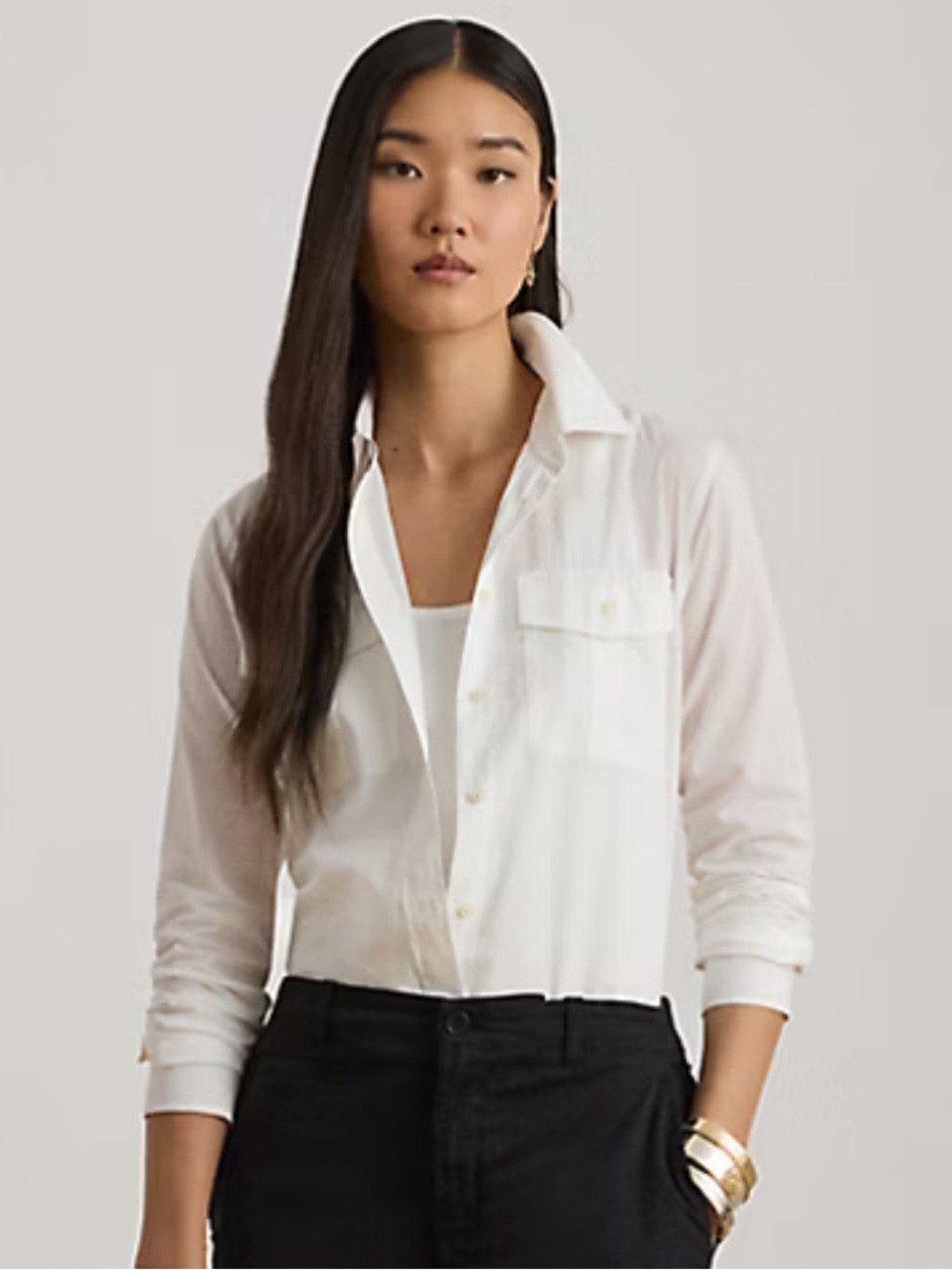 Ralph Lauren Luxury Cotton Voile Camp Shirt Size S